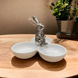 Ceramic and Metal Hare Nibbles Dish