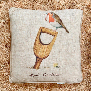 Large "Head Gardener" Linen Mix Cushion