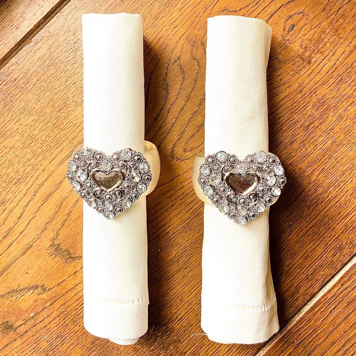 A pair of Heart Napkin Rings