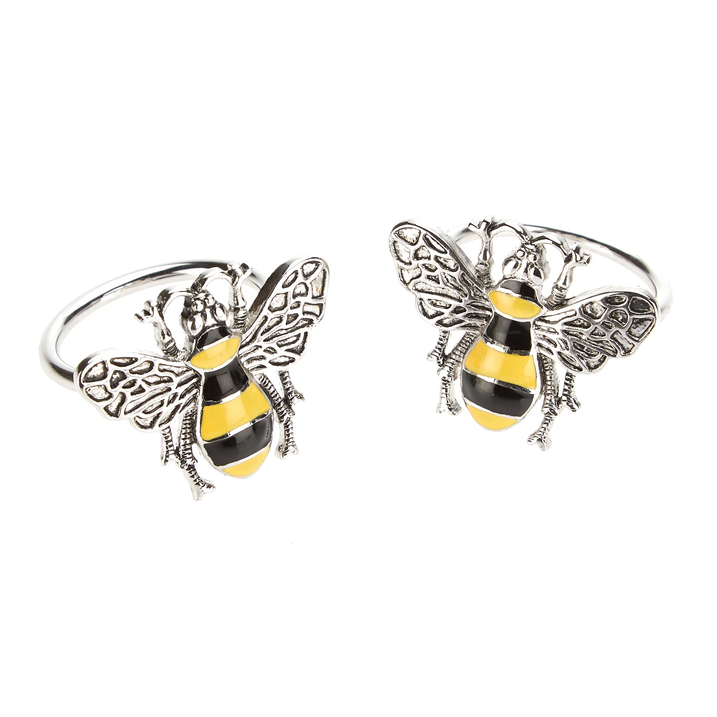 Pair of 2 Bee Enamel Napkin Rings
