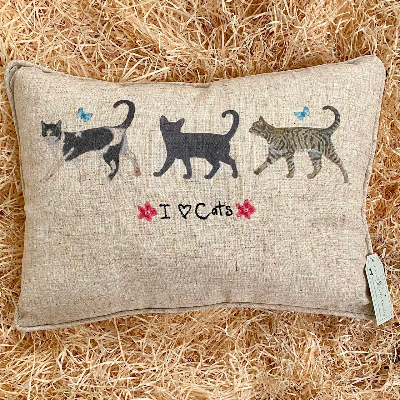 I love Cats Linen Mix Cushion