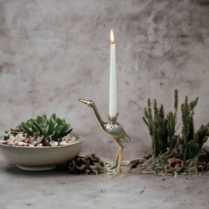 A Pair of Golden Stork Candle Holders