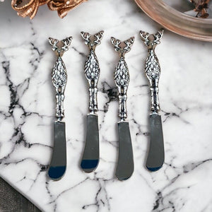 Set of 4 Metal Stag Butter Spreaders
