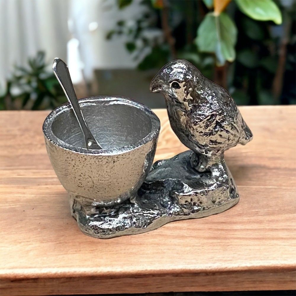 Metal Garden Bird Salt Pot and Spoon