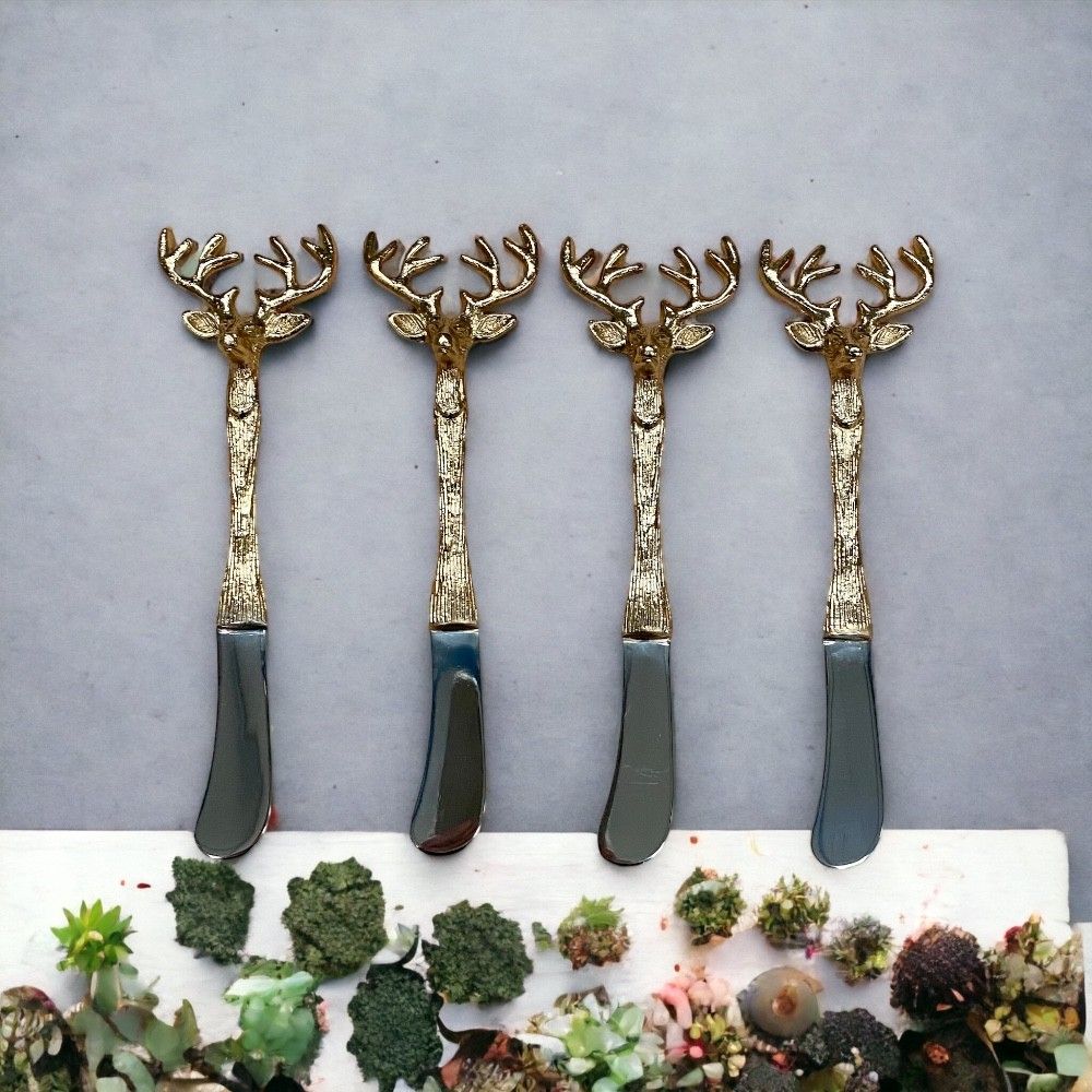 Set of 4 Champagne Gold Stag Spreaders
