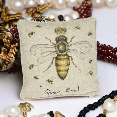 "Queen Bee!" with Crown Linen Mix Cushion