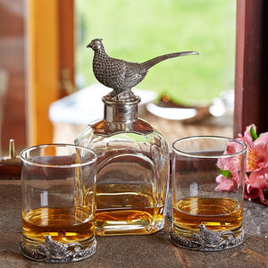 Pheasant Decanter and Two Whisky Glasses Set