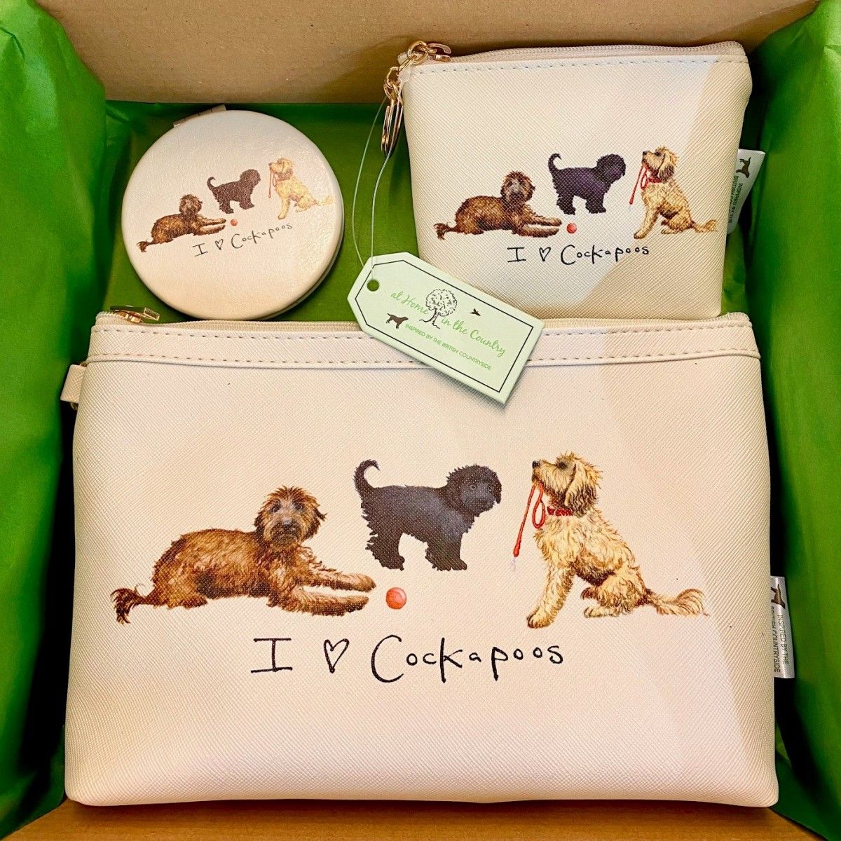 The I Love Cockapoos Make Up Bag, Coin Purse & Compact Set