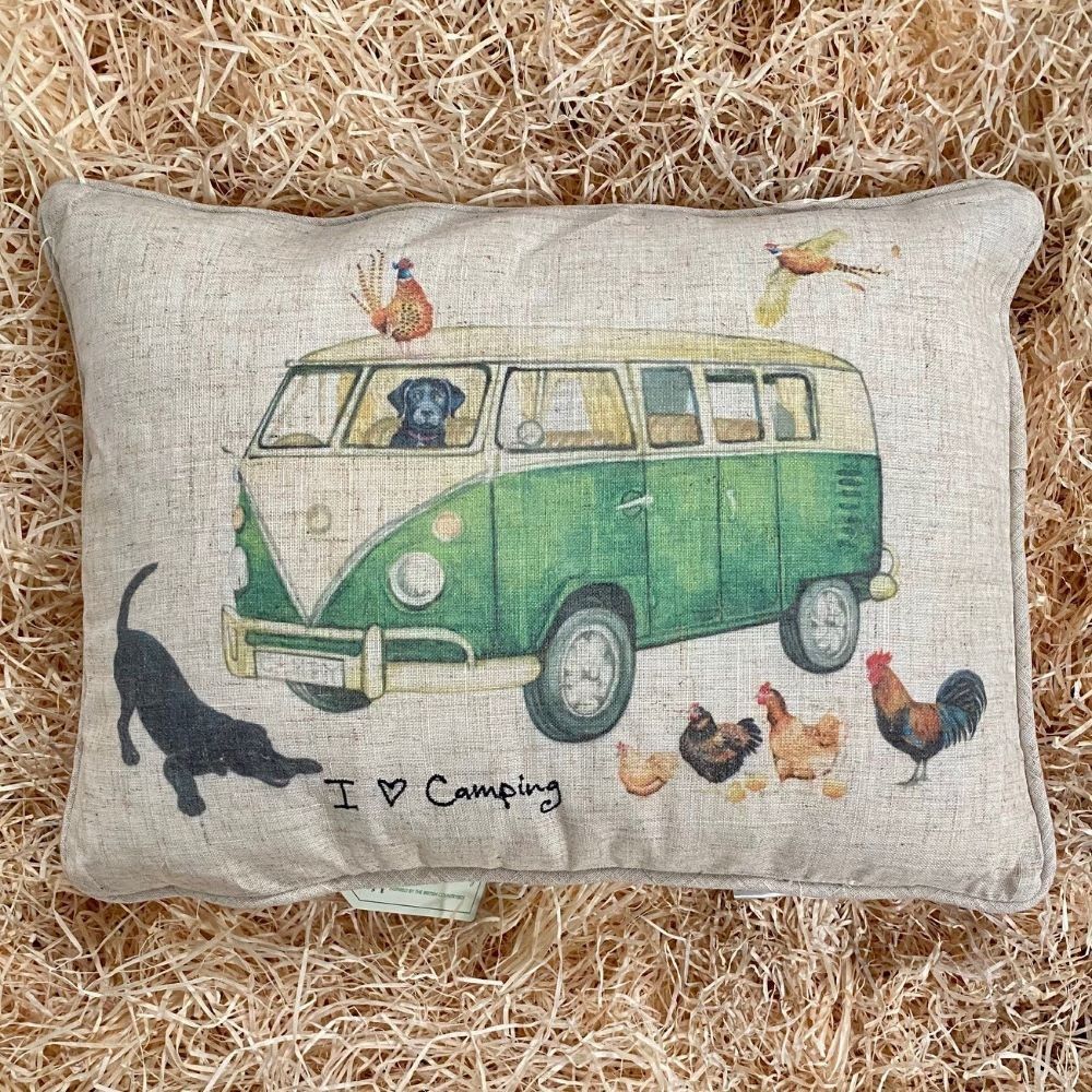 "I Love Camping" Linen Mix Cushion