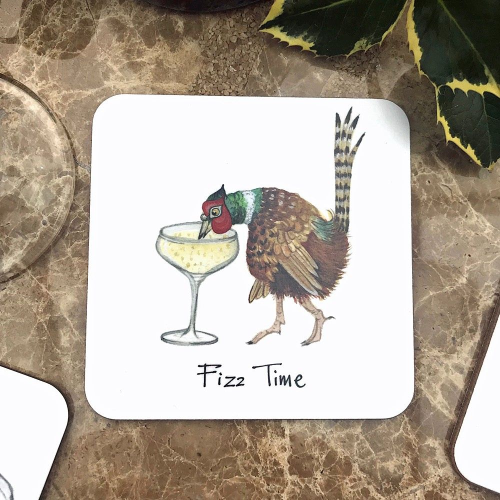 Fizz Time Pheasant Coaster