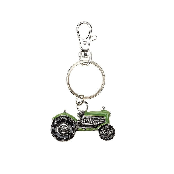 Enamel Green Tractor Keyring - At home in the country