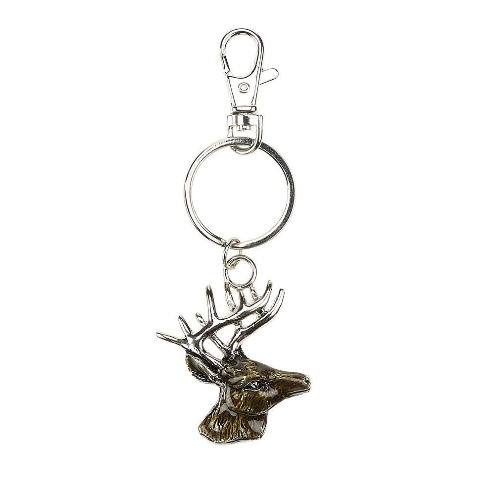 Enamel Stag Head Keyring - At home in the country