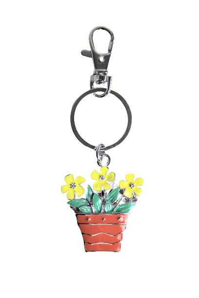 Emaille-Blumentopf-Schlüsselanhänger