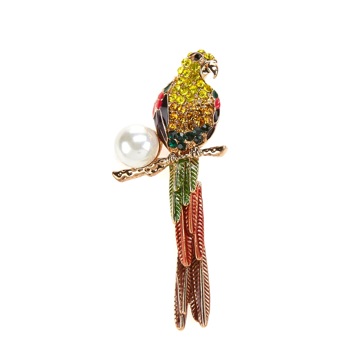 Parrot with Pearl Brooch