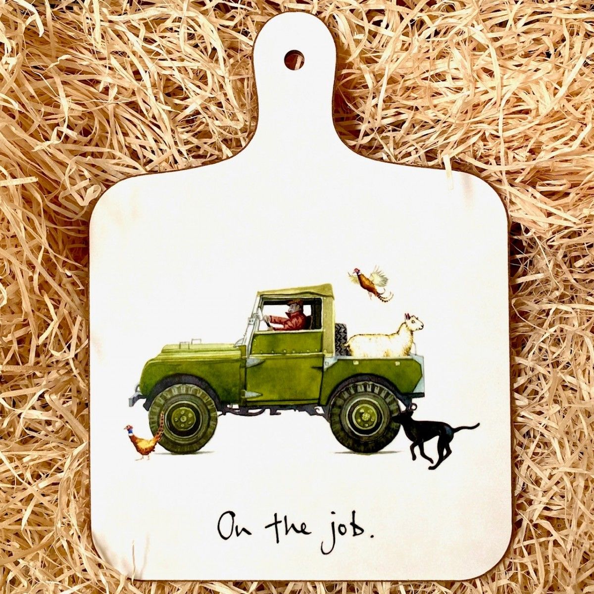 "On the Job" Vintage 4 x 4 Chopping Board