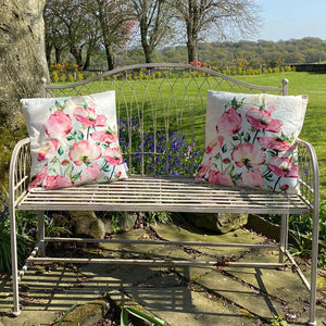 A Pair of Pale Pink Poppies 100% Cotton Cushions