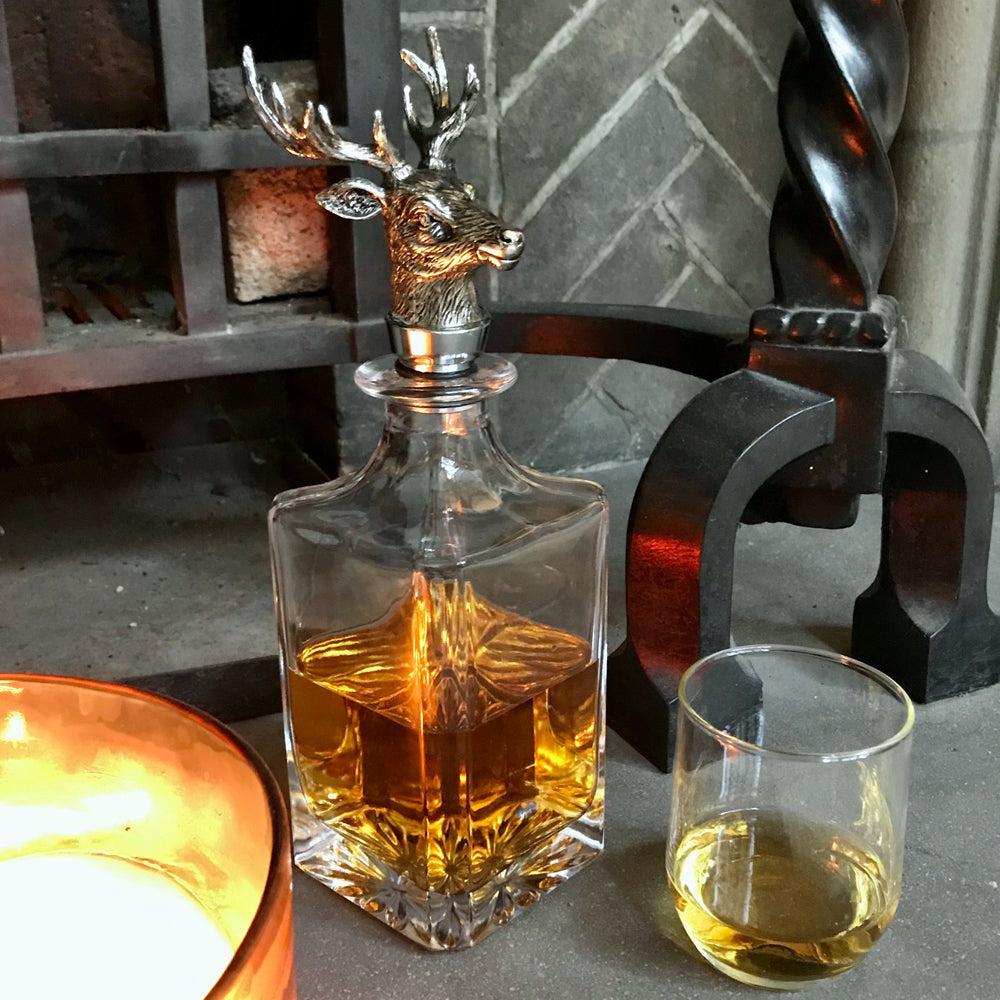 Glass Decanter with Stag's Head