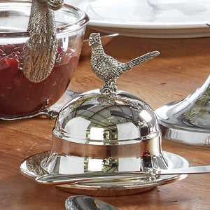 Pheasant Round Butter Dish and Spreader