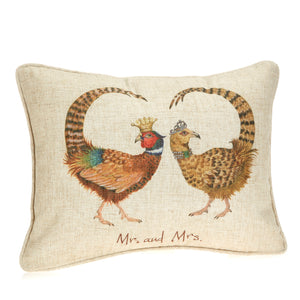 "Mr and Mrs" Pheasant Linen Mix Cushion