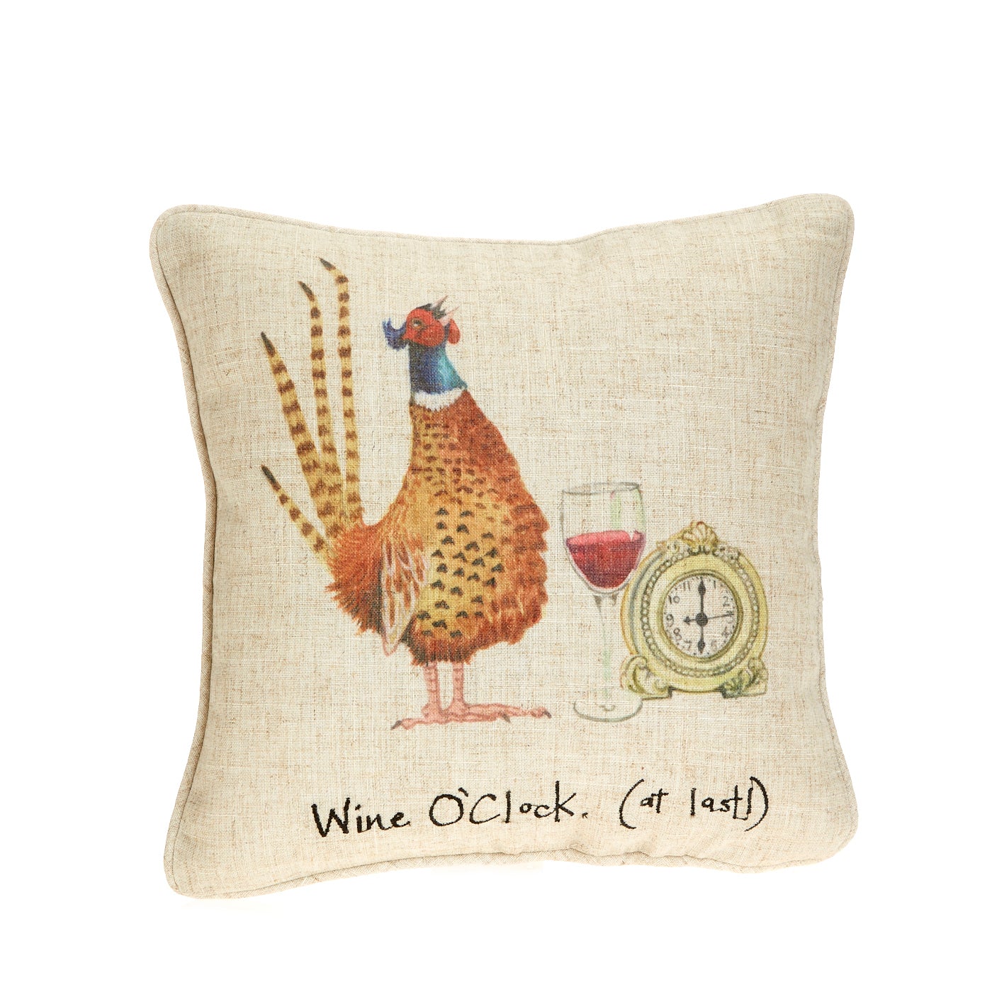 "Wine O'Clock (At Last!)" Linen Mix Cushion