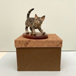Porcelain Cat on Wooden Plinth