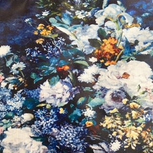Blaue Blumentasche aus Wachstuch