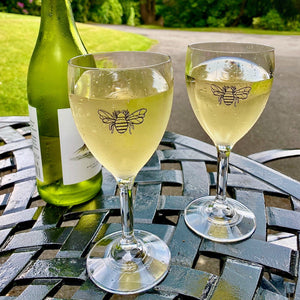 A Pair of Bee 11 oz Wine Glasses